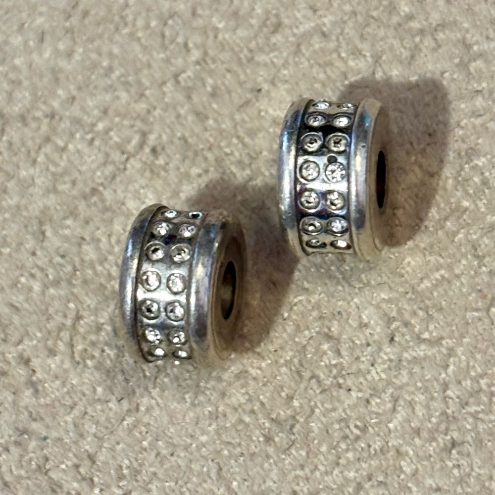 Two Brighton Mini Beads for MINI holders ONLY Silver w clear crystals